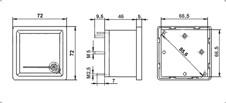 Амперметр 100/5А 50гц (72х72)