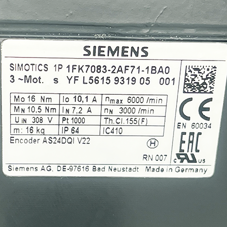 1FK7083-2AF71-1BA0 Двигатель синхронный Siemens